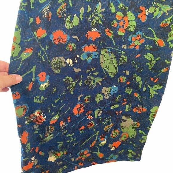 LuLaroe Julia Blue MIDI Dress Orange Flowers - Picture 6 of 10